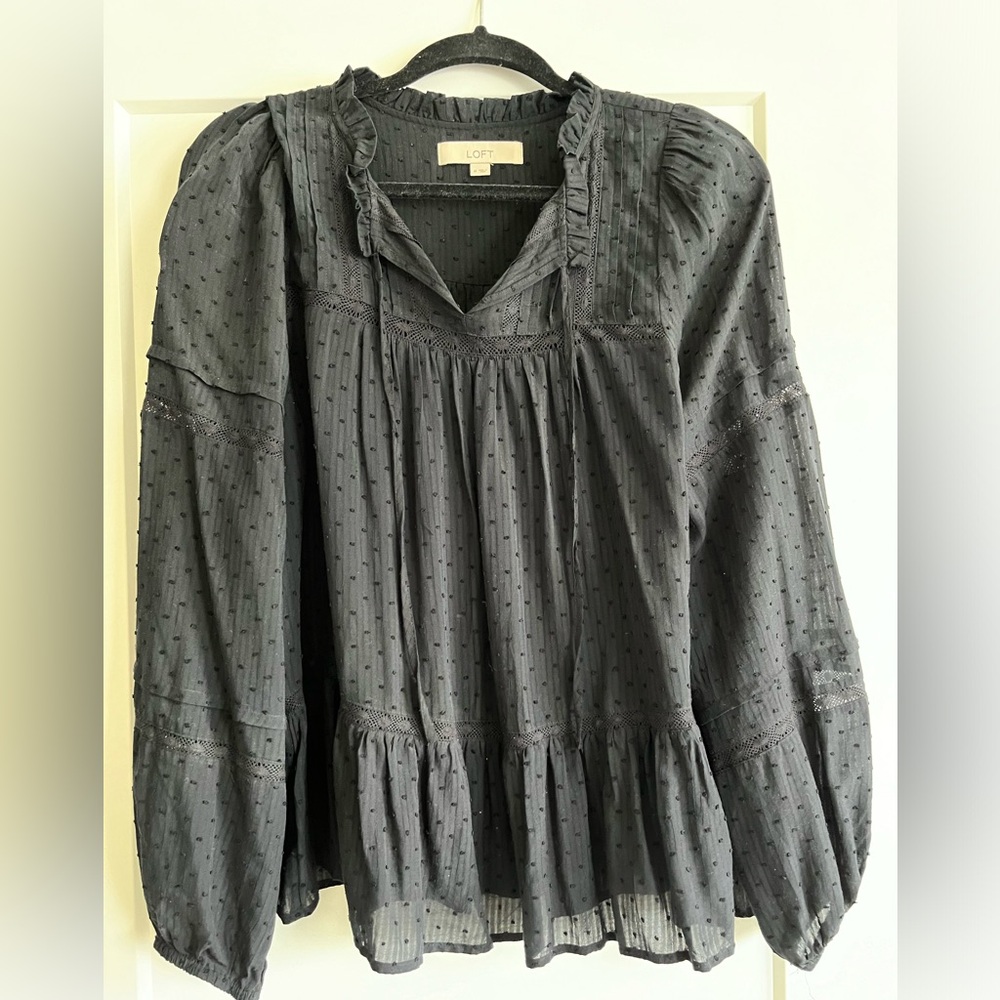 Loft Black Peplum Top